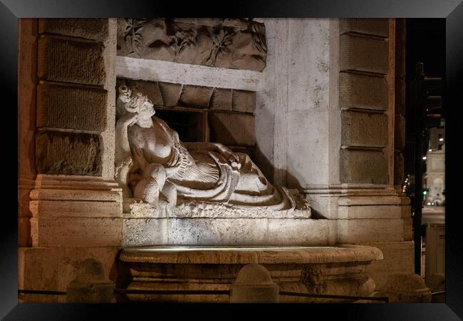 Goddess Diana Fountain At Night In Rome Framed Print by Artur Bogacki
