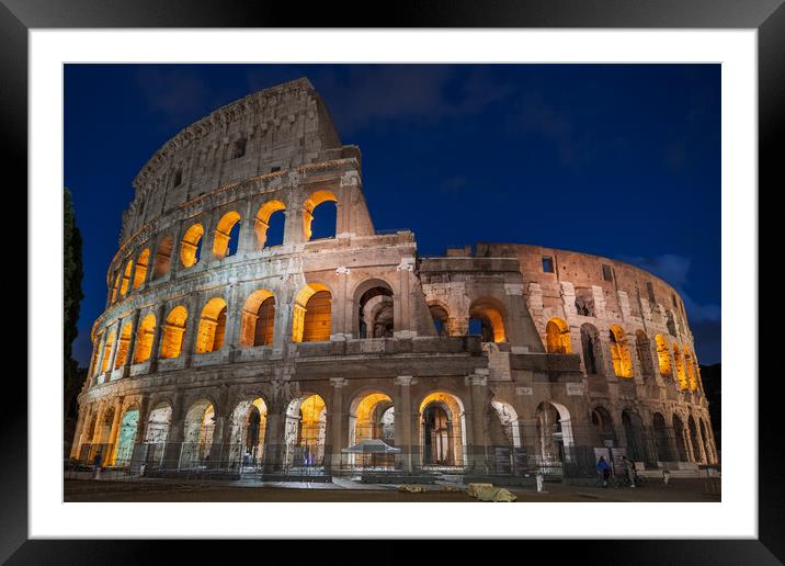 Colosseum at Night in Rome Framed Mounted Print by Artur Bogacki