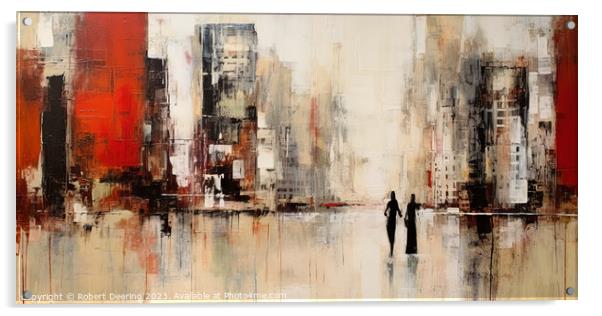 Walking In The City Acrylic by Robert Deering