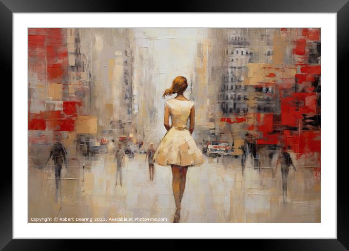 Girl In The City Framed Mounted Print by Robert Deering