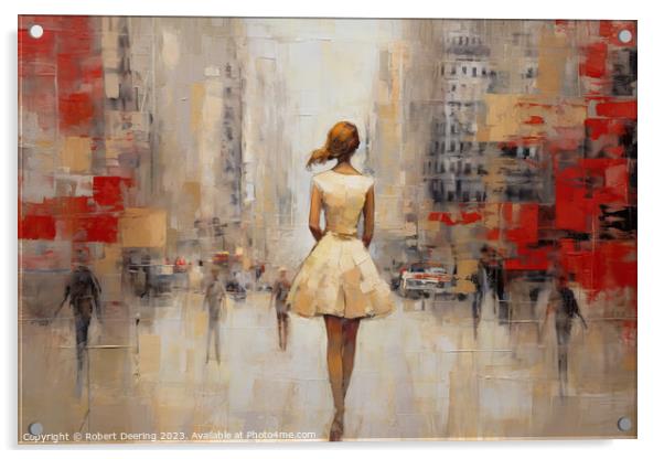 Girl In The City Acrylic by Robert Deering