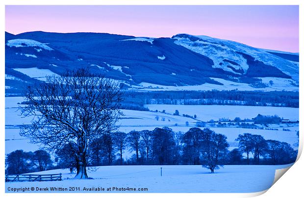 The Earn Valley in Winter Print by Derek Whitton