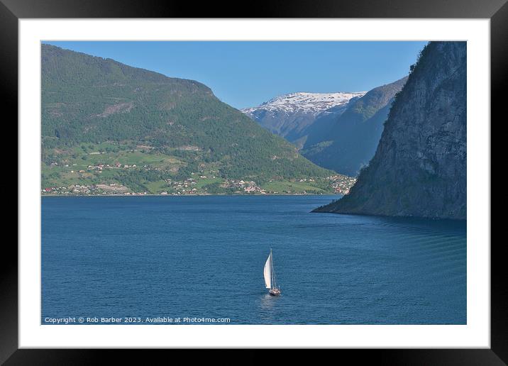 Yacht on Norwegian Fjord Framed Mounted Print by Rob Barber