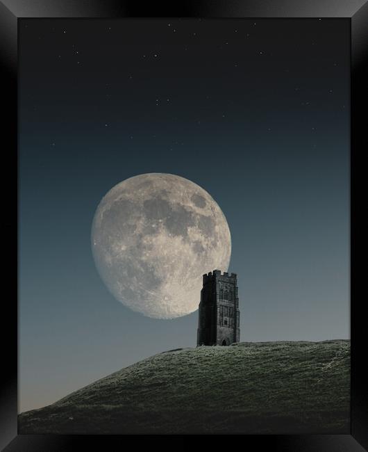 Moonrise at Glastonbury Tor Framed Print by Mark Jones