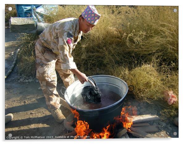 Gurkha prepares Goats Head Soup Acrylic by Tom McPherson