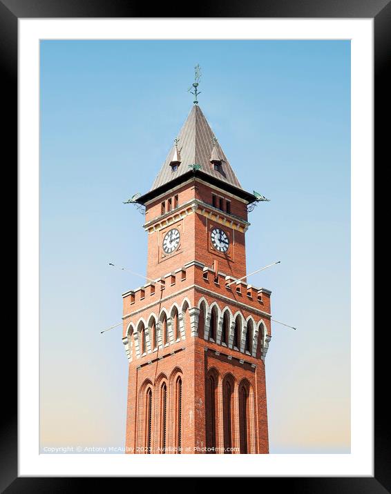 Helsingborg Town Hall Clock Tower Framed Mounted Print by Antony McAulay