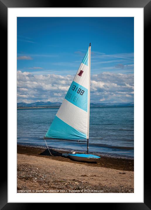 Sailboat at Llanbedrog Beach Framed Mounted Print by David Macdiarmid