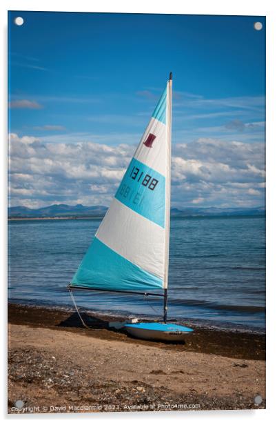 Sailboat at Llanbedrog Beach Acrylic by David Macdiarmid