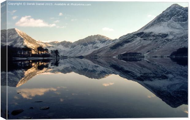 Snow capped mountains at Buttermere Canvas Print by Derek Daniel