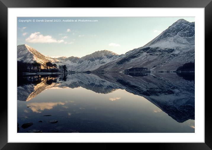 Snow capped mountains at Buttermere Framed Mounted Print by Derek Daniel