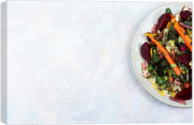 Diet salad of stewed vegetables. Canvas Print by Mykola Lunov Mykola