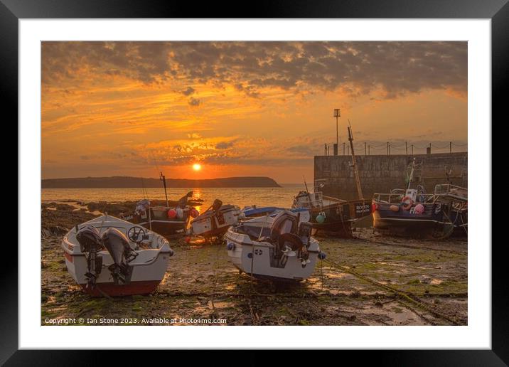 Portscatho Harbour Sunrise  Framed Mounted Print by Ian Stone