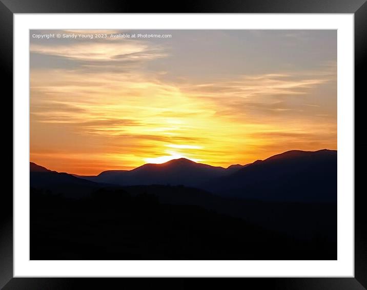 Awe-inspiring Sunset over the Highlands Framed Mounted Print by Sandy Young