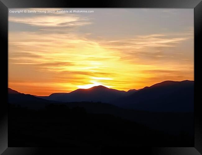Awe-inspiring Sunset over the Highlands Framed Print by Sandy Young