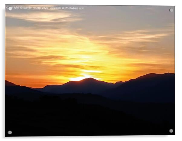 Awe-inspiring Sunset over the Highlands Acrylic by Sandy Young