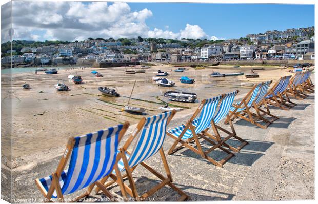 Deckchairs at St Ives Canvas Print by Rosie Spooner