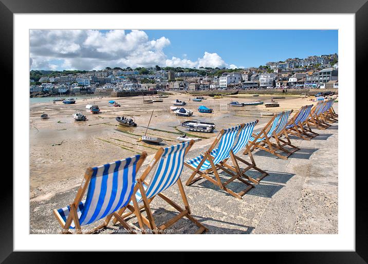 Deckchairs at St Ives Framed Mounted Print by Rosie Spooner