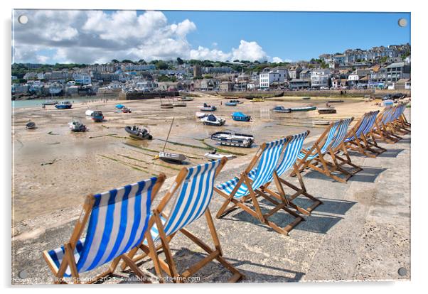 Deckchairs at St Ives Acrylic by Rosie Spooner