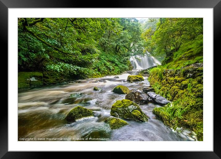 Llanberis Waterfall, Wales Framed Mounted Print by David Macdiarmid