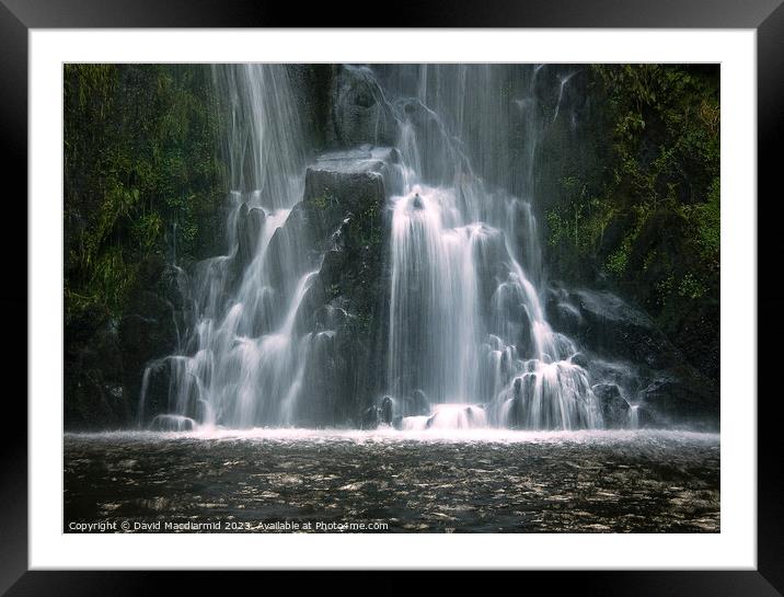 Llanberis Waterfall, Wales Framed Mounted Print by David Macdiarmid