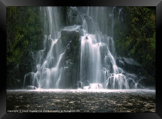 Llanberis Waterfall, Wales Framed Print by David Macdiarmid