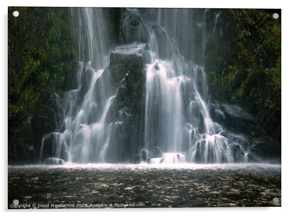 Llanberis Waterfall, Wales Acrylic by David Macdiarmid