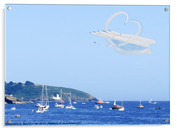 Red Arrows display Falmouth  Acrylic by Beryl Curran