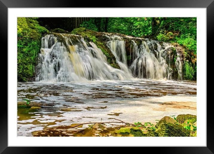 Amazing Arbirlot Waterfall After the Rain Framed Mounted Print by DAVID FRANCIS