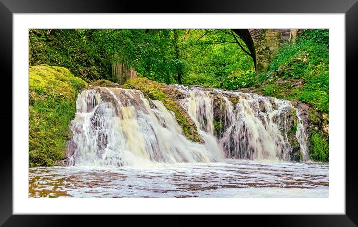 Spectacular Arbirlot Waterfall After the Rain Panorama  Framed Mounted Print by DAVID FRANCIS