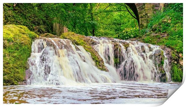 Spectacular Arbirlot Waterfall After the Rain Panorama  Print by DAVID FRANCIS