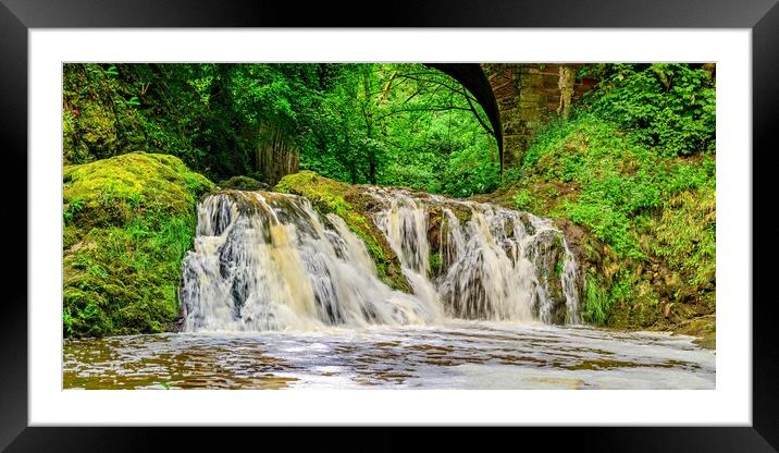 Spectacular Arbirlot Waterfall After the Rain Pano Framed Mounted Print by DAVID FRANCIS