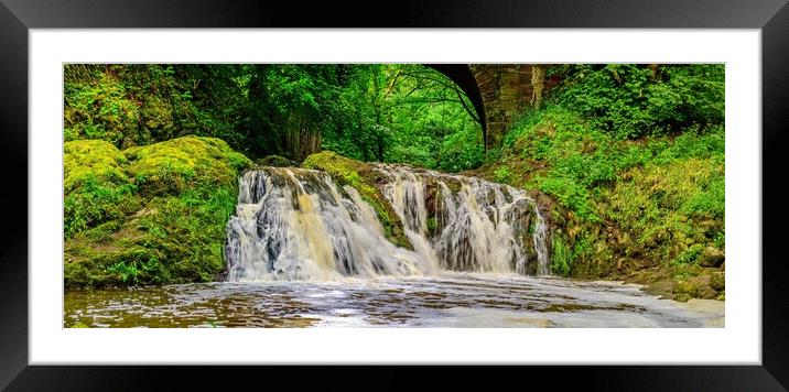 Cascading Arbirlot Falls After the Rain Panorama Framed Mounted Print by DAVID FRANCIS