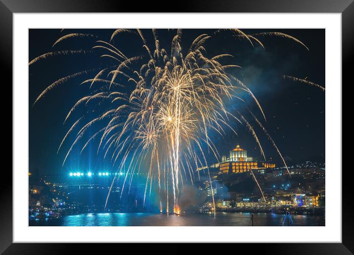 Sao-Joao fireworks in Porto-1 Framed Mounted Print by Sergey Golotvin