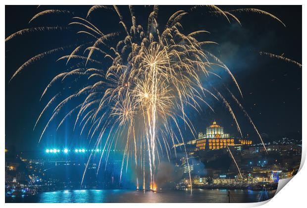 Sao-Joao fireworks in Porto-1 Print by Sergey Golotvin