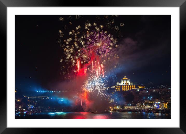 Sao-Joao fireworks in Porto-2 Framed Mounted Print by Sergey Golotvin