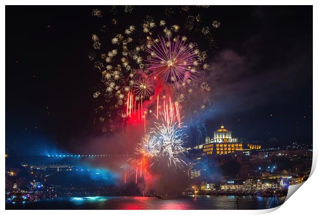 Sao-Joao fireworks in Porto-2 Print by Sergey Golotvin