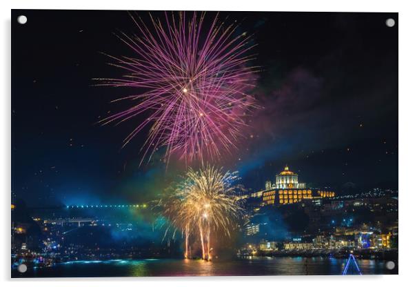 Title Sao-Joao fireworks in Porto-3 Acrylic by Sergey Golotvin