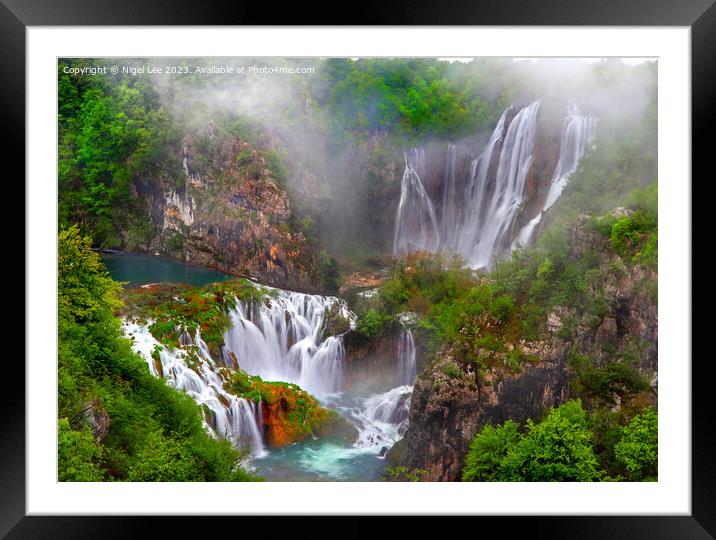Plitvica Waterfall Framed Mounted Print by Nigel Lee
