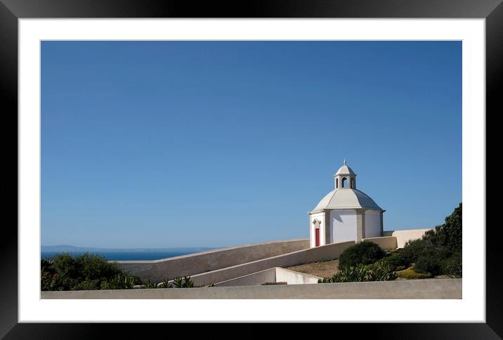 White church against a blue sky Framed Mounted Print by Lensw0rld 