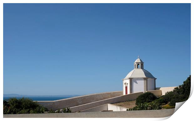 White church against a blue sky Print by Lensw0rld 
