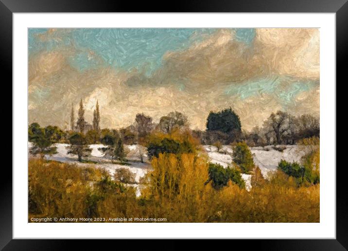 Landscape on the Hill. Framed Mounted Print by Anthony Moore
