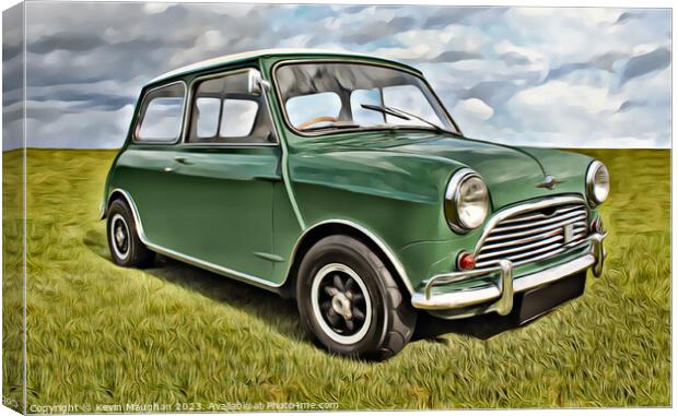 Vintage Morris Mini on the Grass Canvas Print by Kevin Maughan
