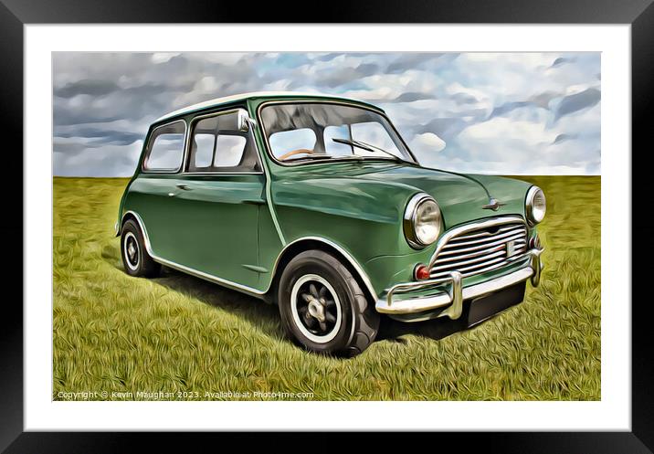Vintage Morris Mini on the Grass Framed Mounted Print by Kevin Maughan
