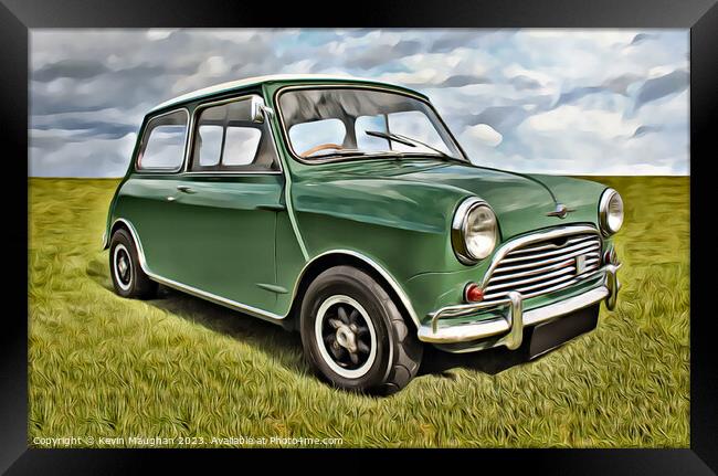 Vintage Morris Mini on the Grass Framed Print by Kevin Maughan