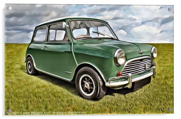 Vintage Morris Mini on the Grass Acrylic by Kevin Maughan