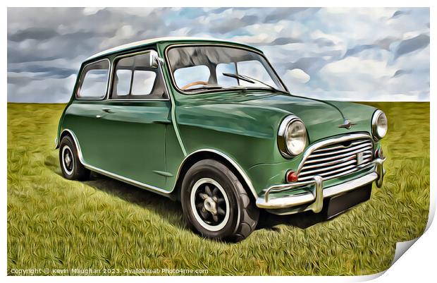 Vintage Morris Mini on the Grass Print by Kevin Maughan