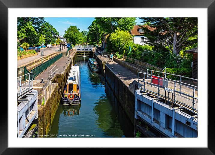 Narrowboats in Boulters Lock, Maidenhead Framed Mounted Print by Ian Lewis