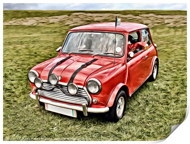 The Iconic Red Mini: The Italian Job Replica Print by Kevin Maughan
