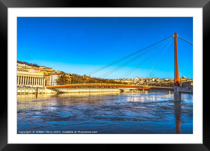 Soane River Pedestrian Bridge Outside Lyon France Framed Mounted Print by William Perry