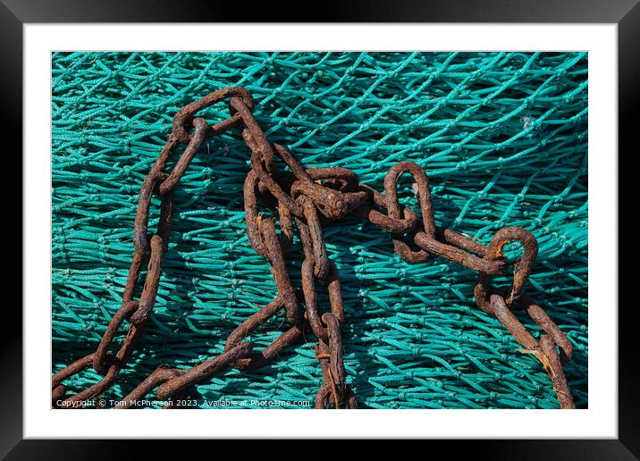 Sun-kissed Rustic Fishing Net Framed Mounted Print by Tom McPherson
